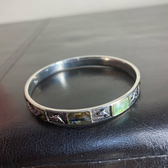 Vintage Monet Dolphin Silver tone Bracelet. - Picture 2 of 10